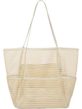 Women's Beige Waterproof Pool Bag for Travel Family Pool Beach Vacation Tote Bag
